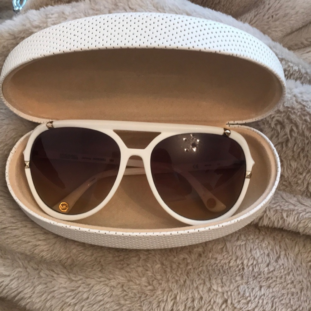 Michael Kors White Sunglasses With Cheetah Detail